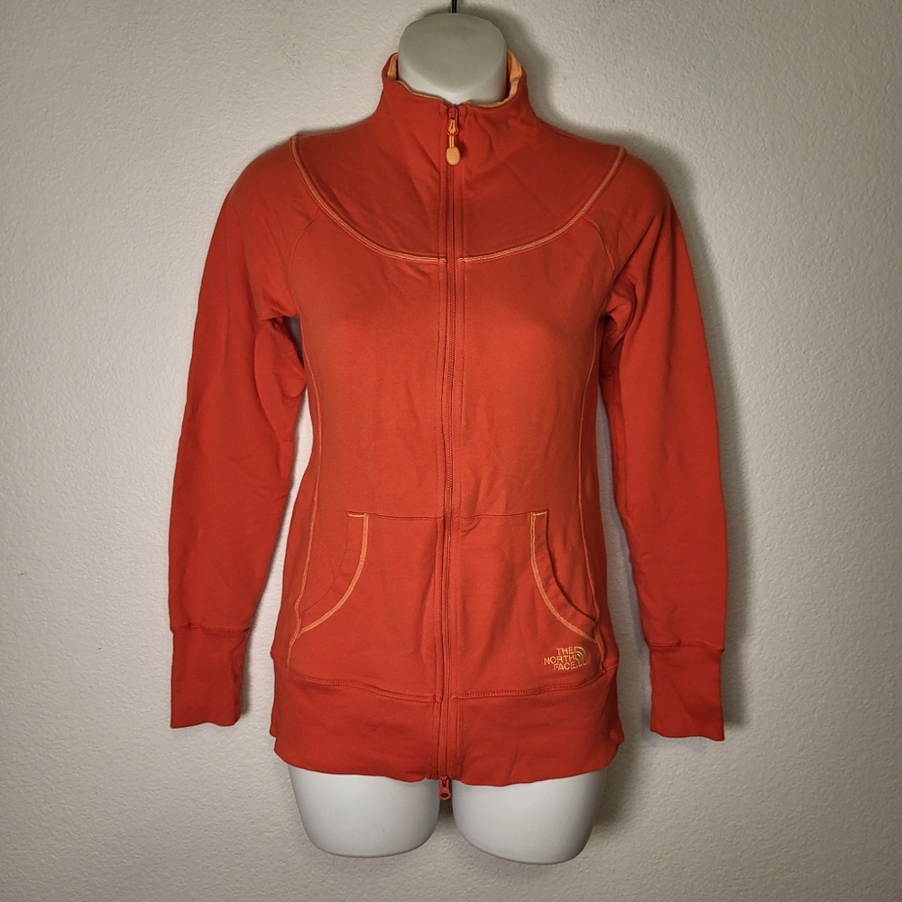 The North Face Orange Full Zip Pull Over Sweatshirt Women's Size XS